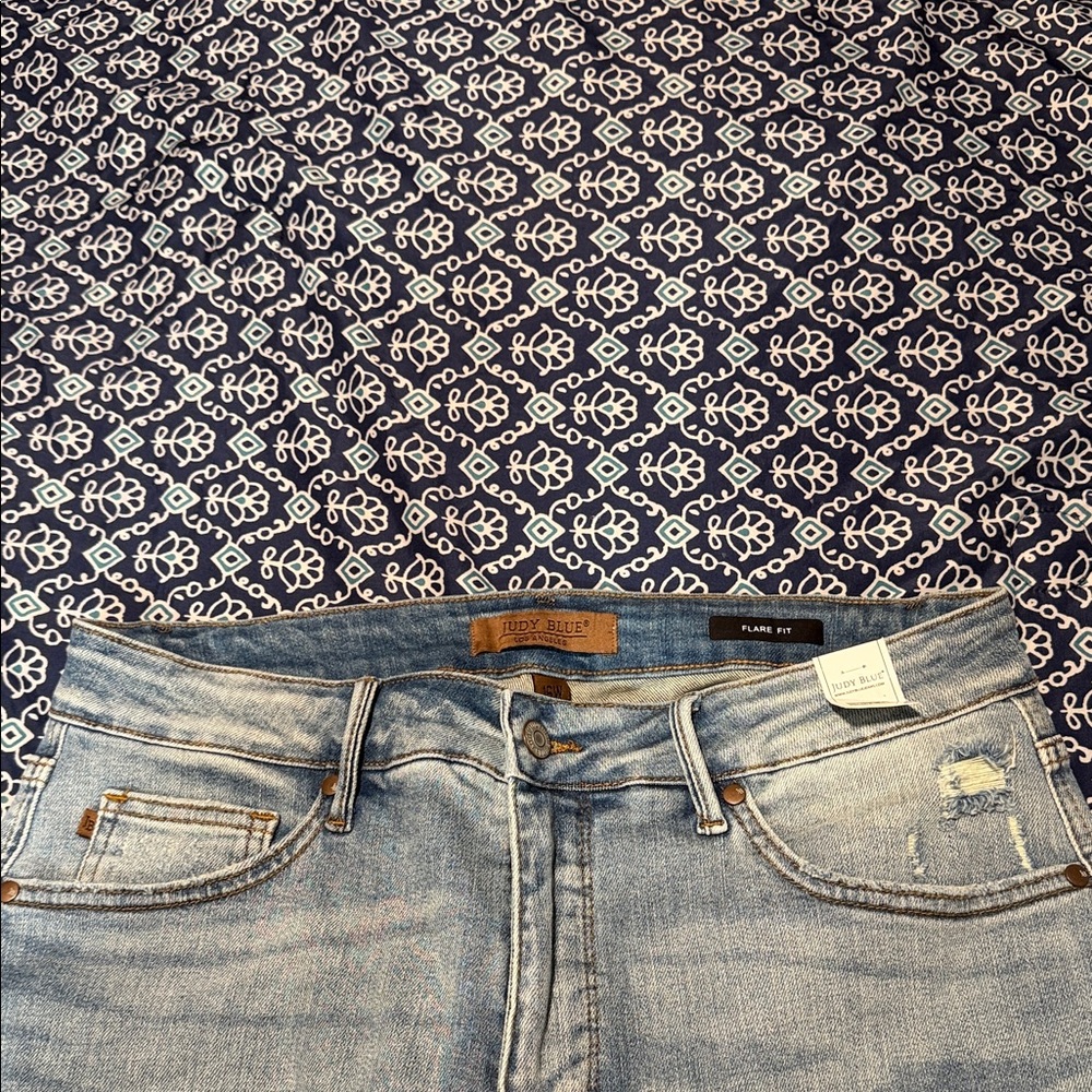 Judy Blue Light Wash Distressed Flare Jeans - Picture 2 of 5
